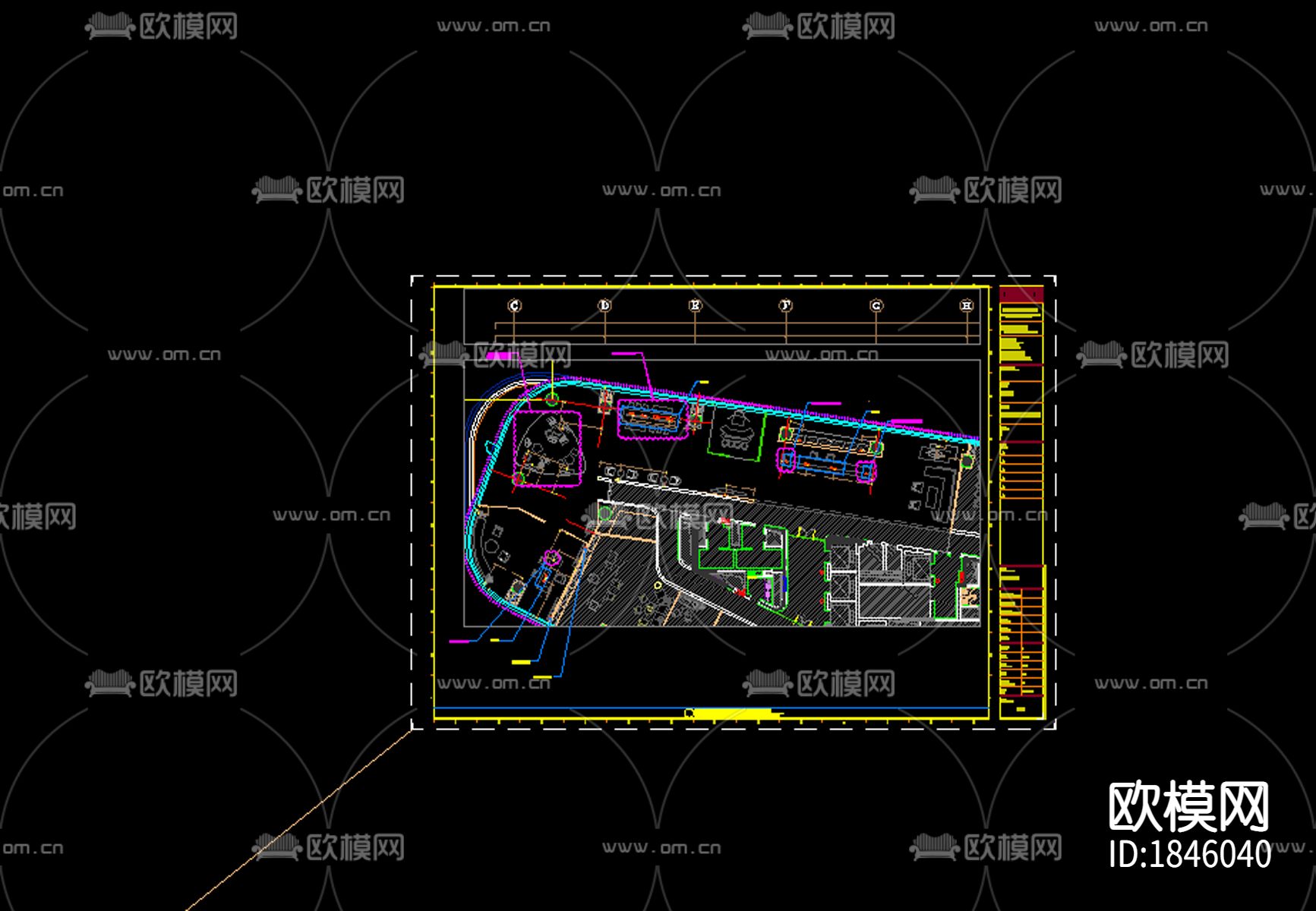 工装办公室CAD施工图-免费3dmax模型库-欧模网