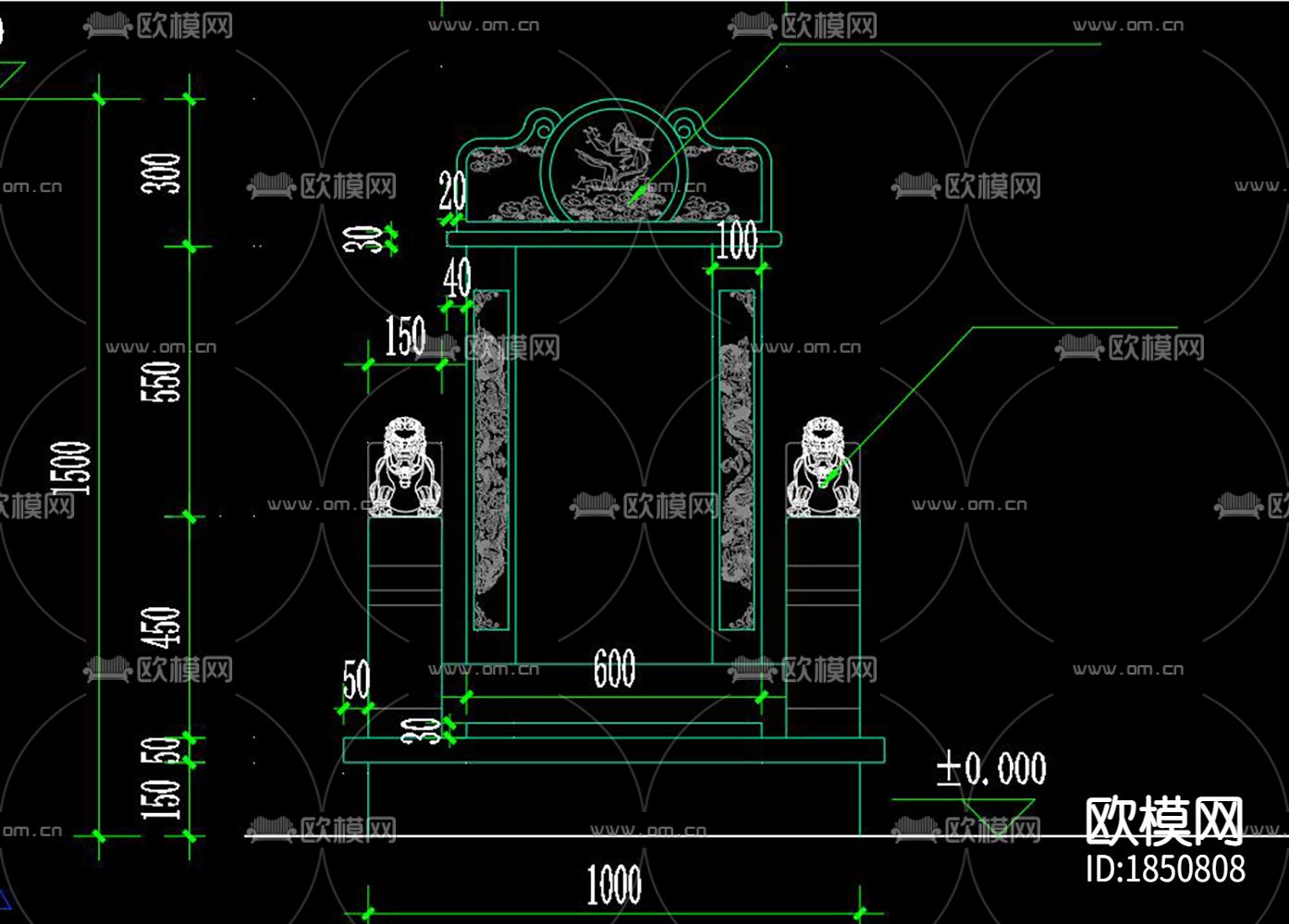 墓碑cad大样图下载（渲染图5）