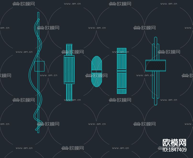 挂件壁灯图纸下载（渲染图2）
