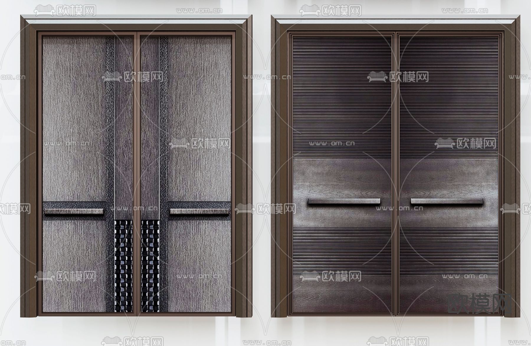 现代入户大门双开门3d模型下载（渲染图2）