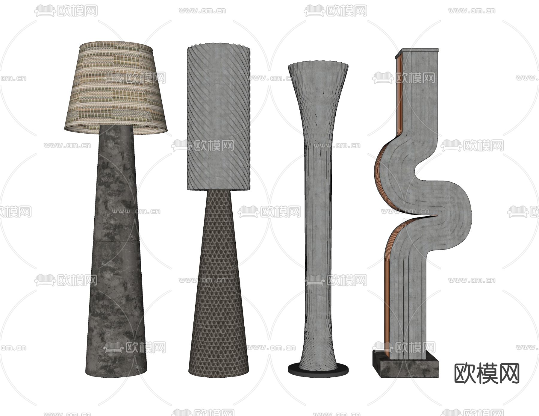侘寂风落地灯su模型下载