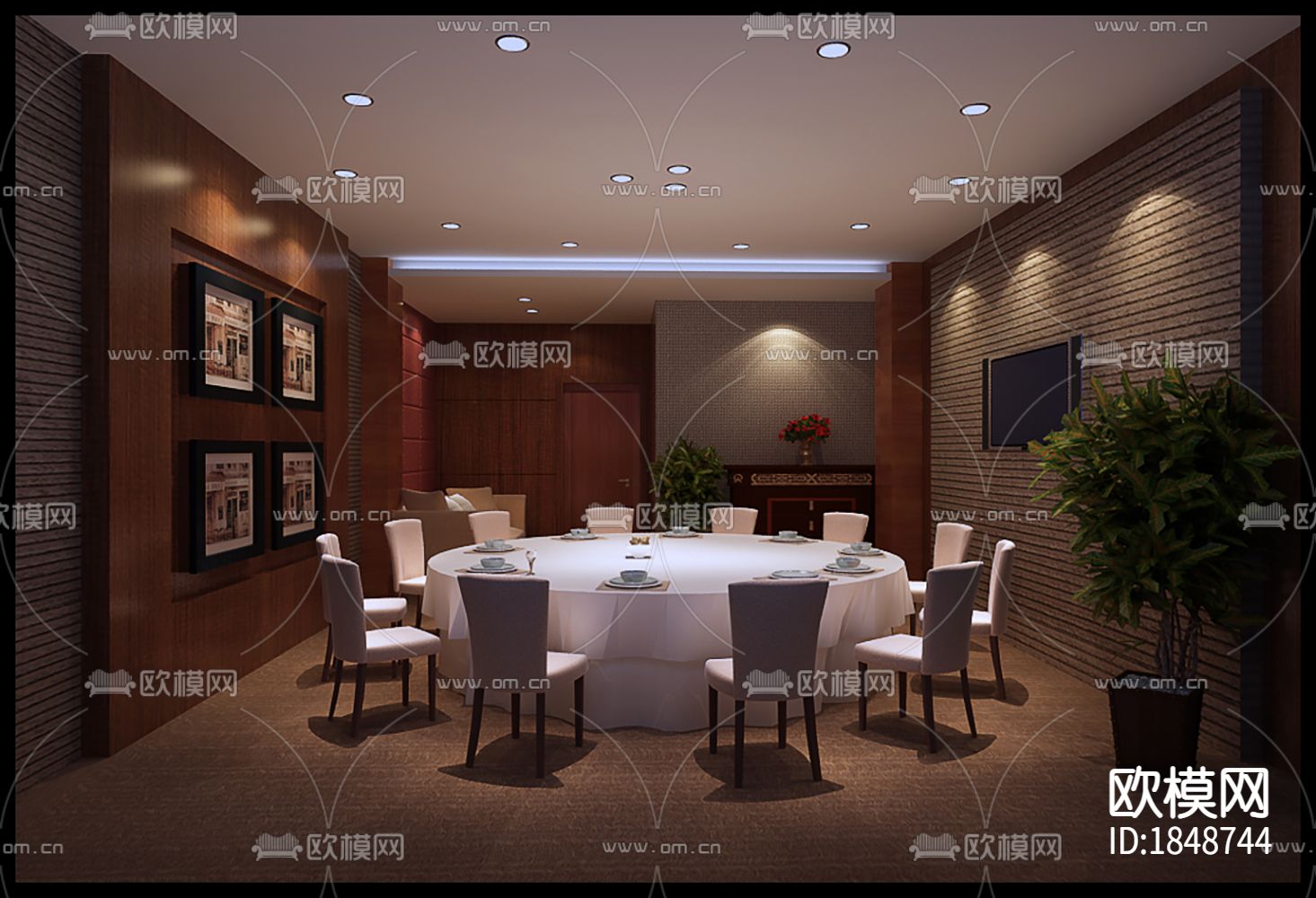 中式餐厅cad施工图下载（渲染图8）