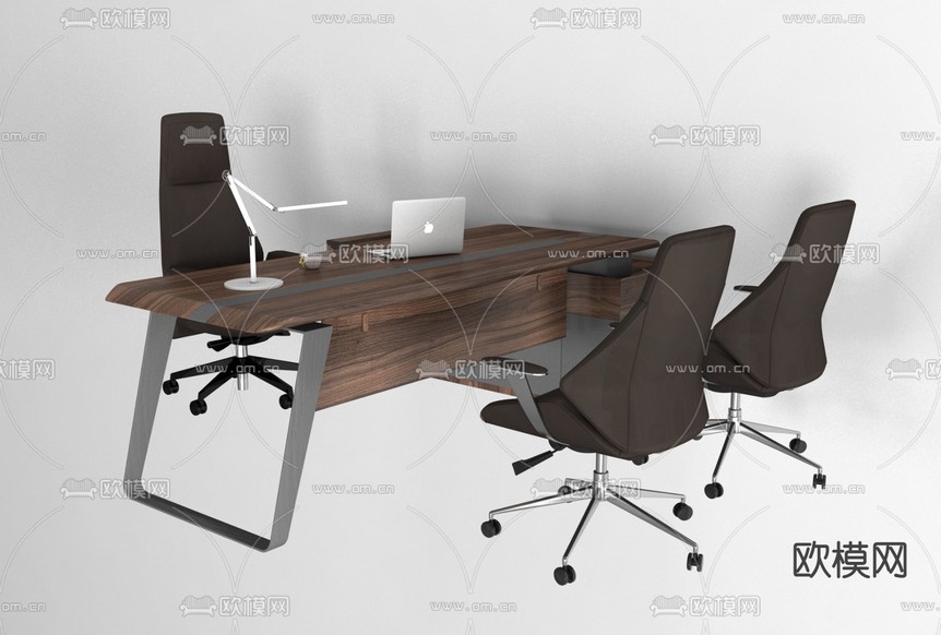 现代办公班台桌椅免费3d模型下载