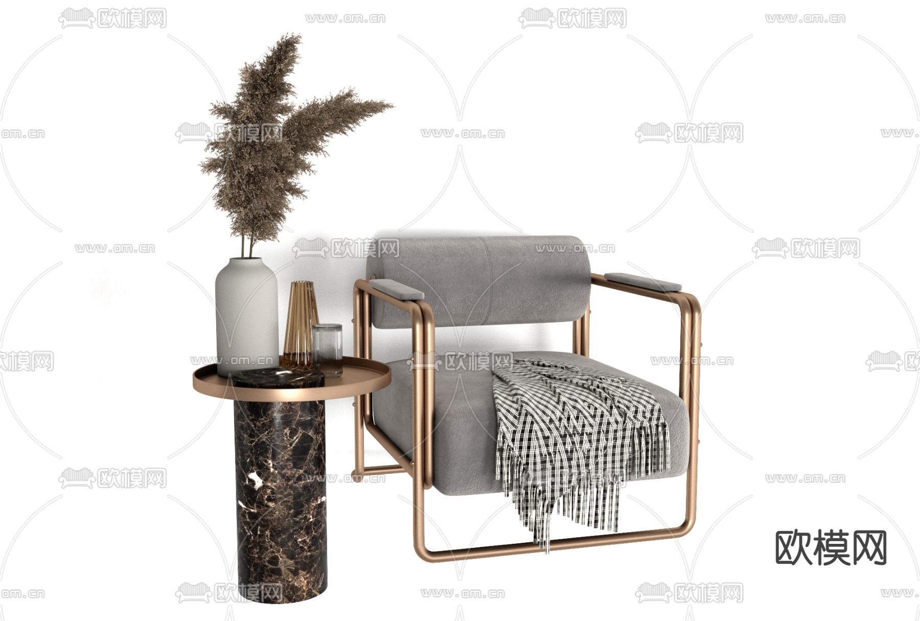 现代轻奢休闲桌椅免费3d模型下载