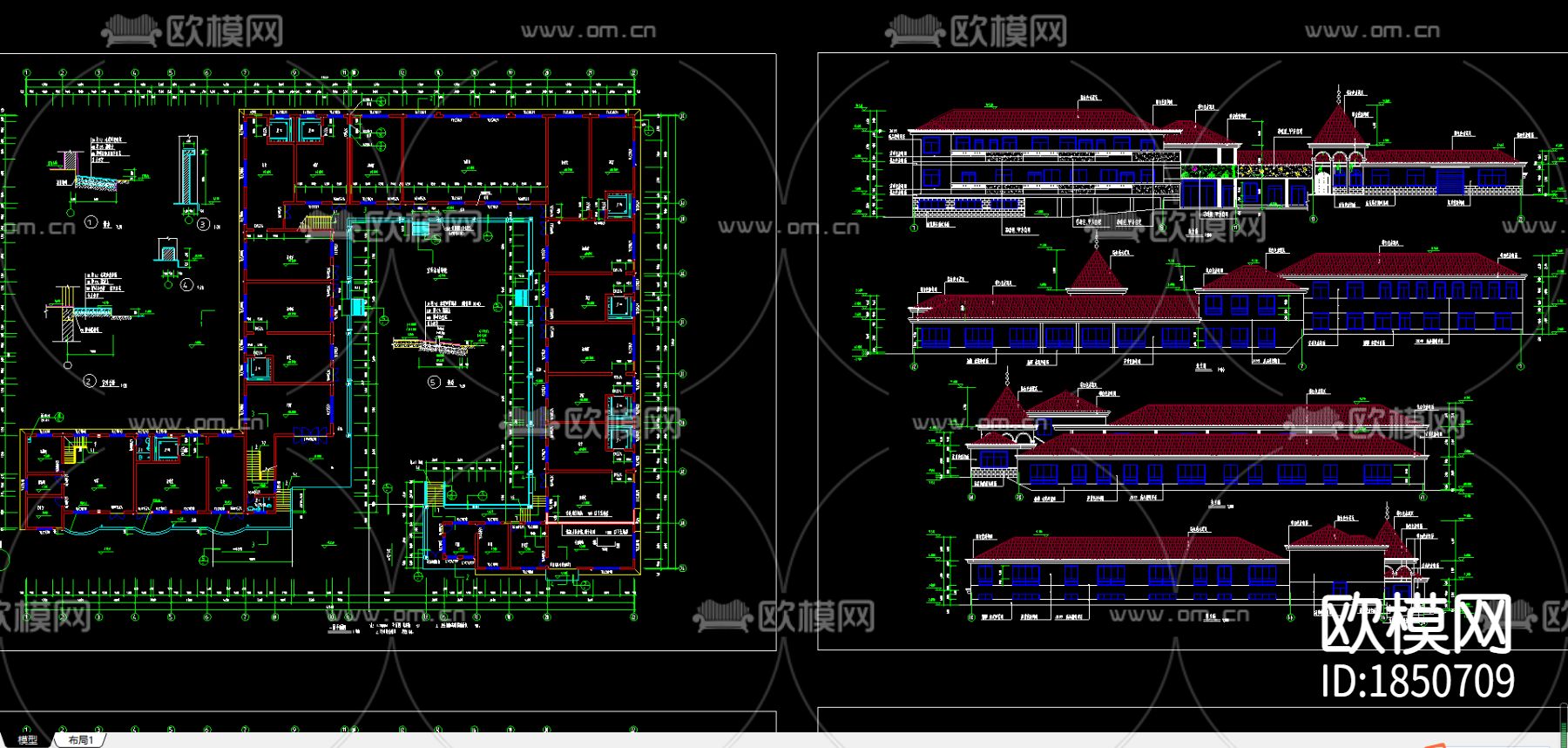幼儿园cad平面布置图下载（渲染图2）
