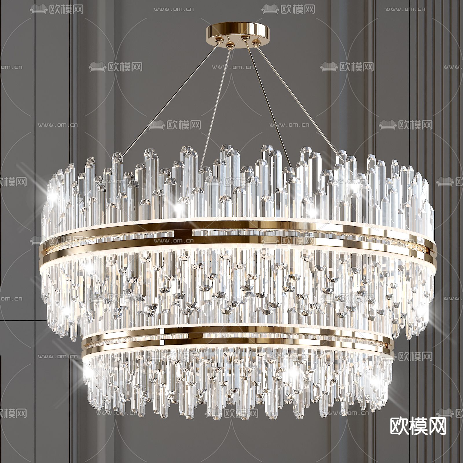 现代轻奢水晶吊灯3d模型下载