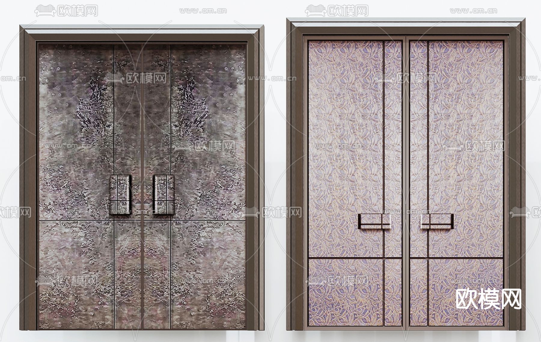 现代入户大门双开门3d模型下载（渲染图3）