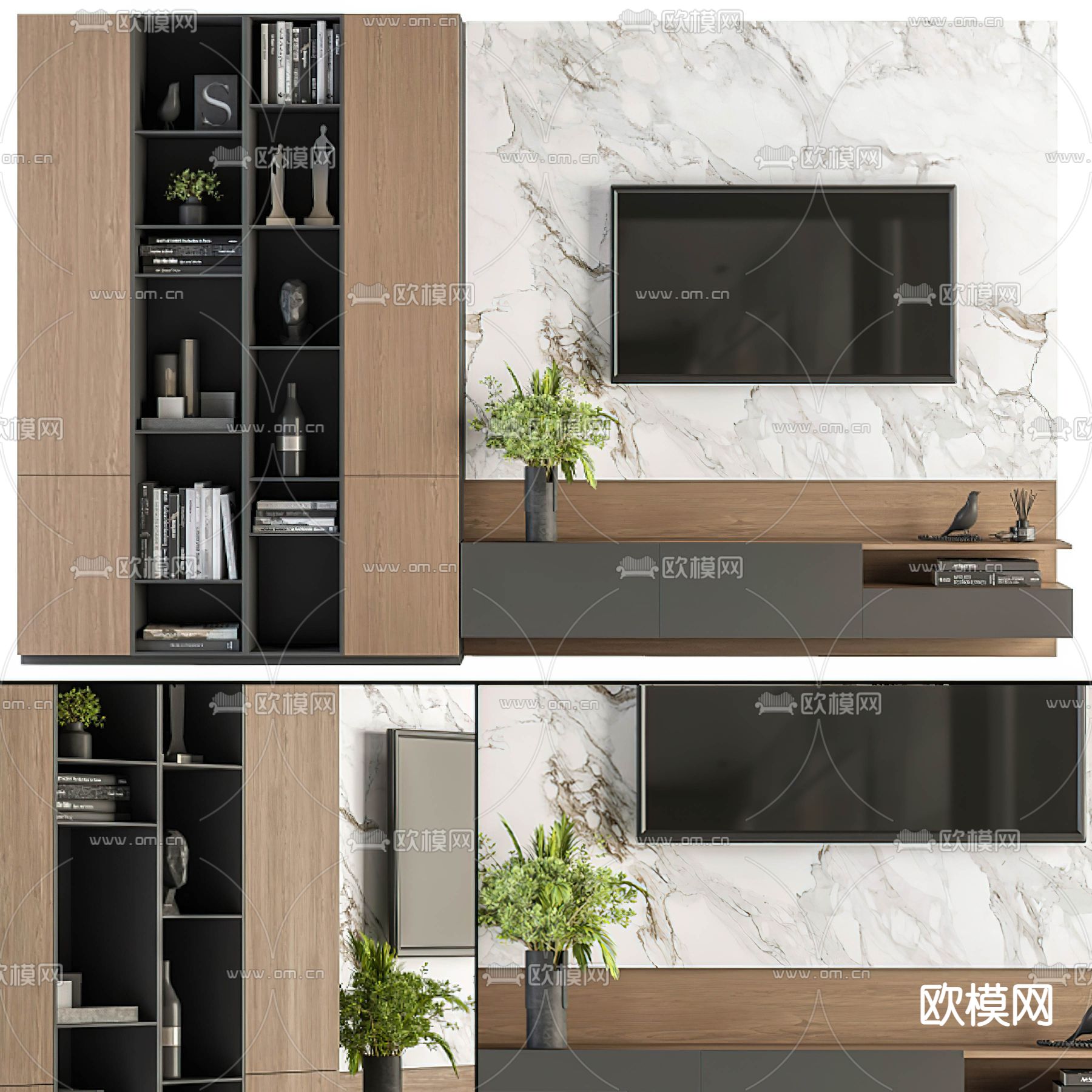 现代电视背景墙3d模型