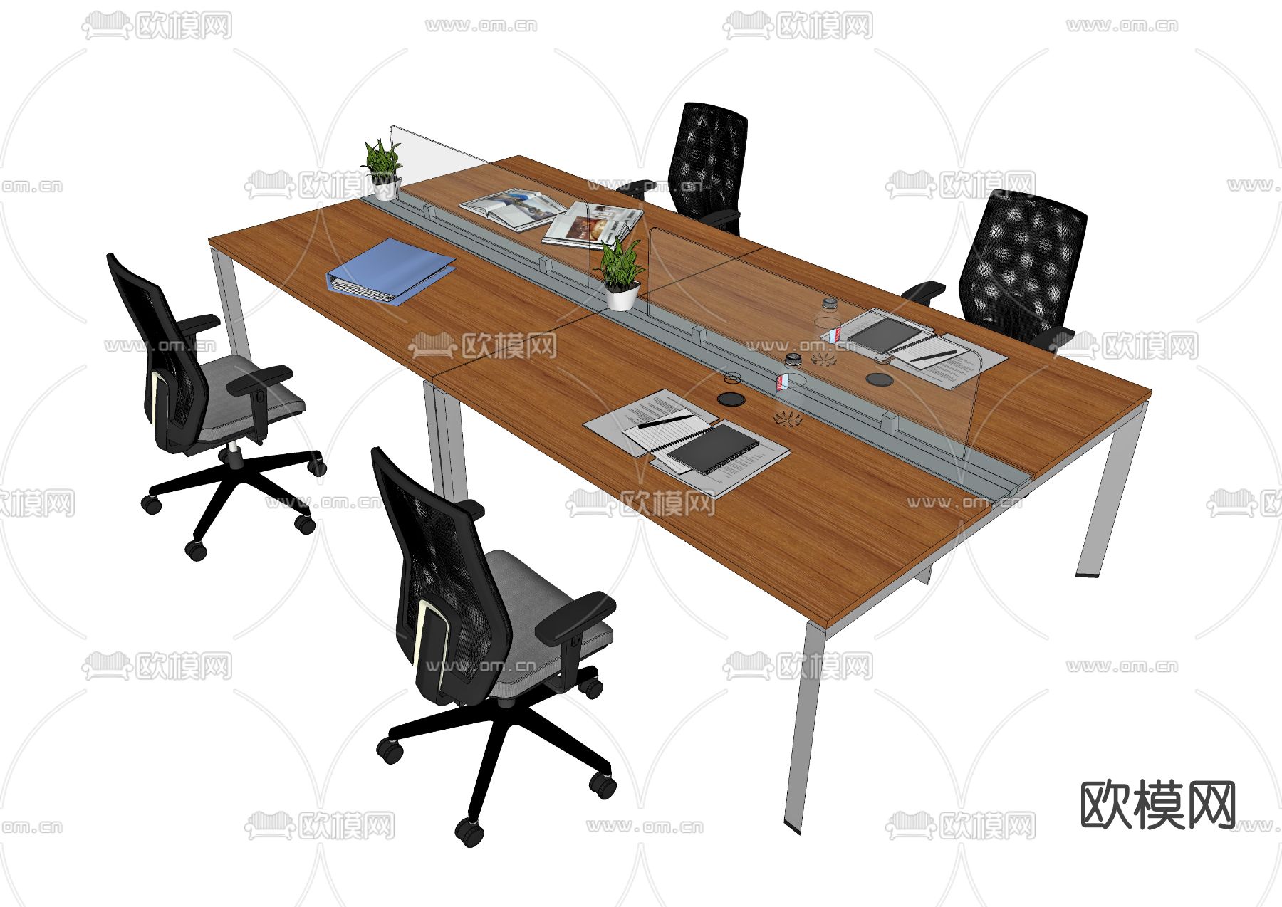 现代办公桌椅su模型下载（渲染图4）