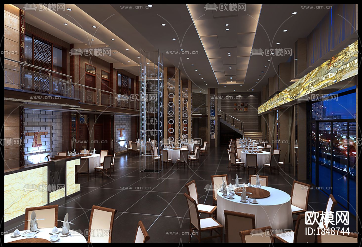 中式餐厅cad施工图下载（渲染图7）