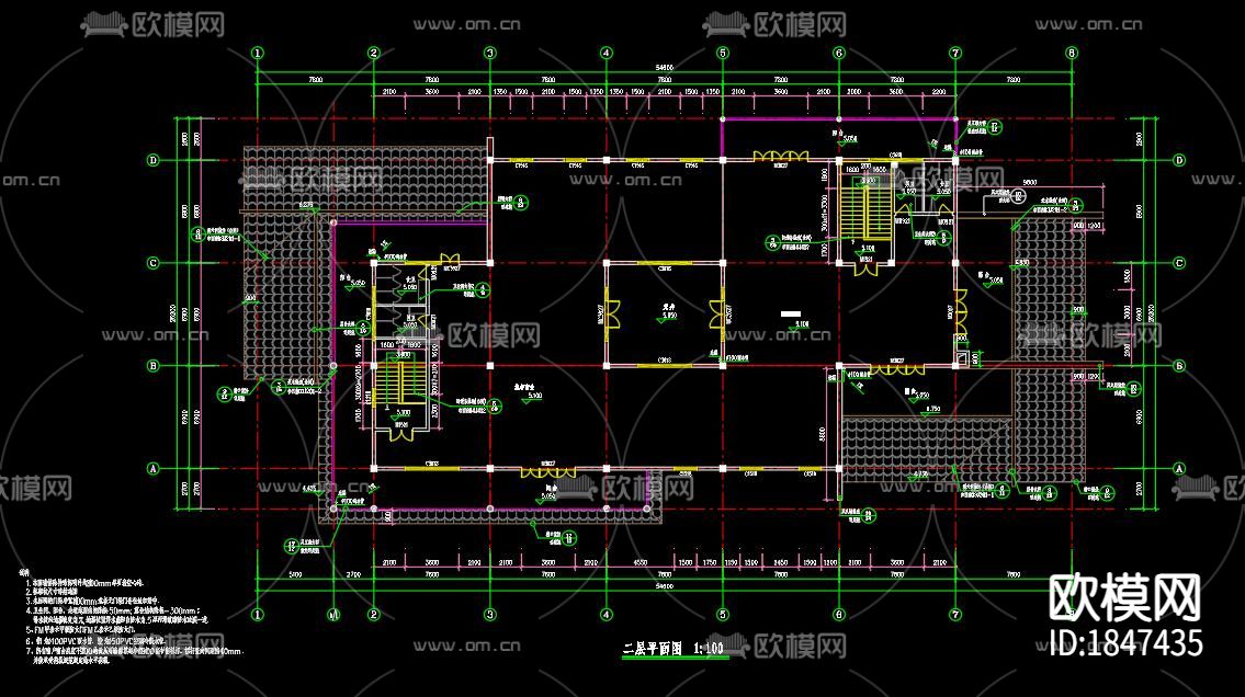 仿古建筑别墅cad施工图下载（渲染图2）