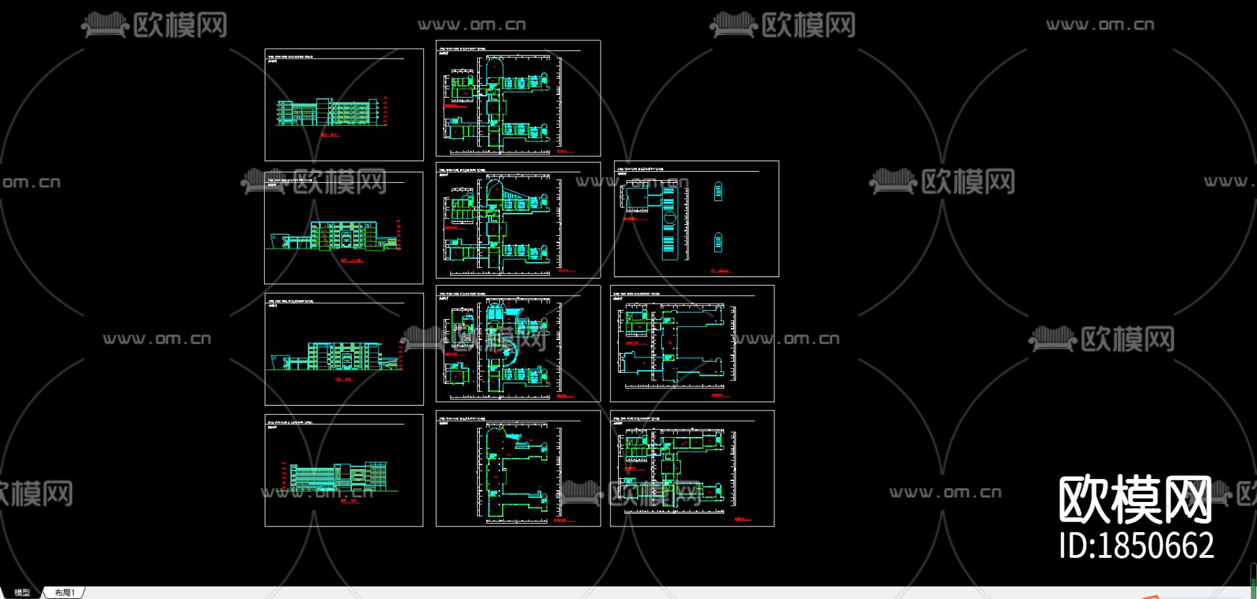 行政教学楼cad施工图下载（渲染图3）