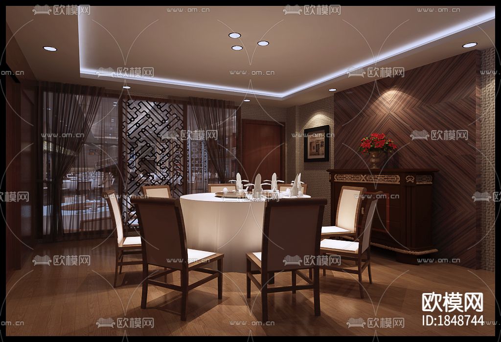 中式餐厅cad施工图下载（渲染图10）