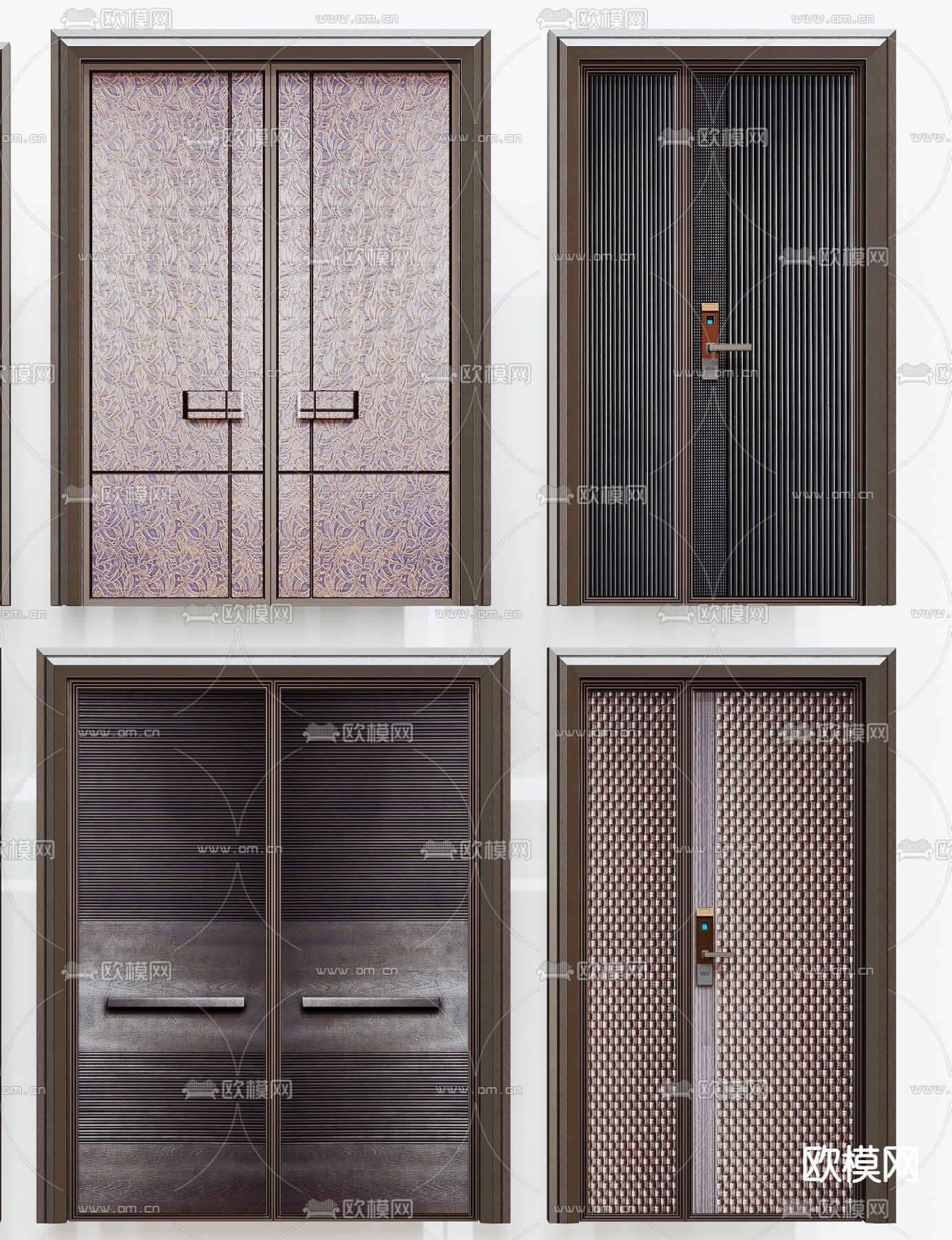 现代入户大门双开门3d模型下载（渲染图4）