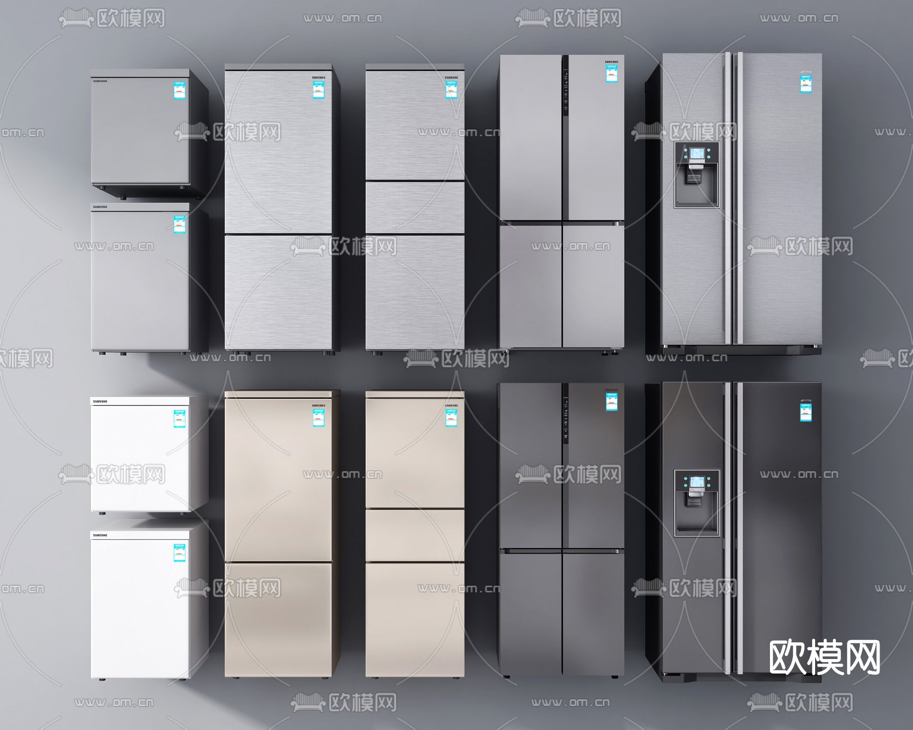 现代冰箱su模型下载（渲染图1）