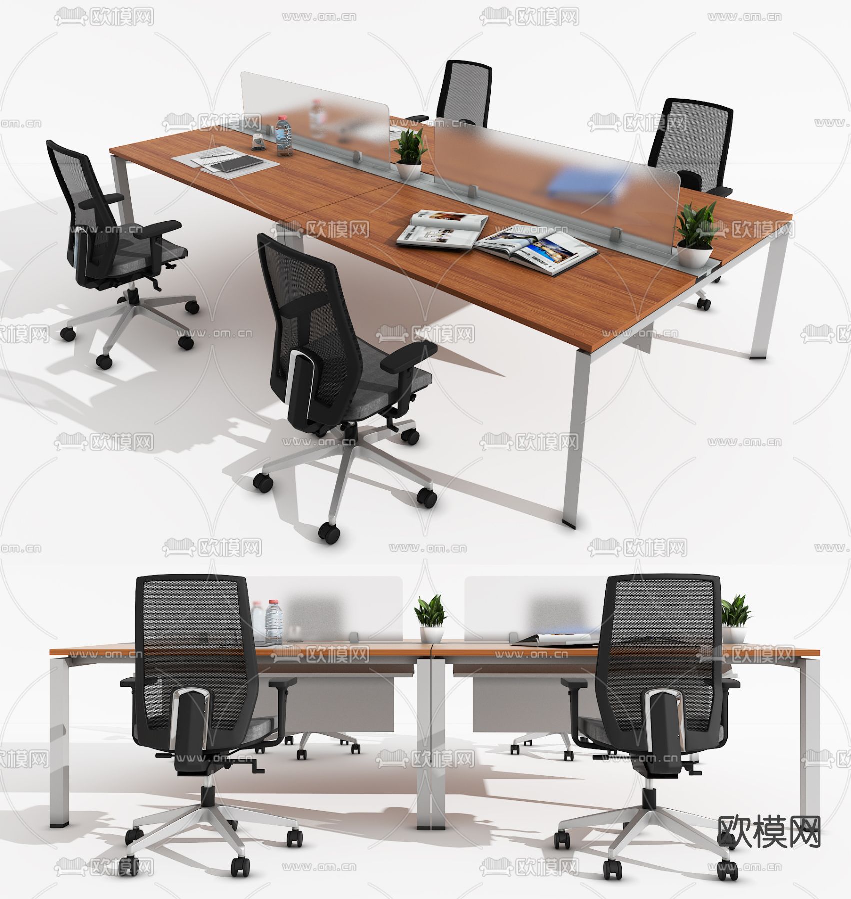 现代办公桌椅su模型下载（渲染图1）