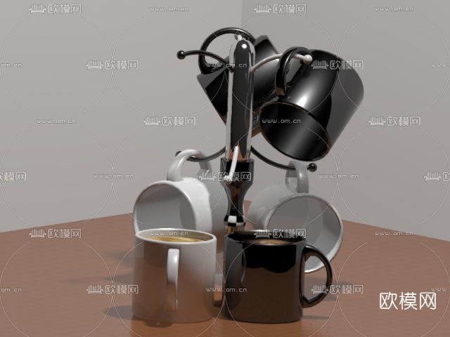 现代杯子架杯子免费3d模型下载