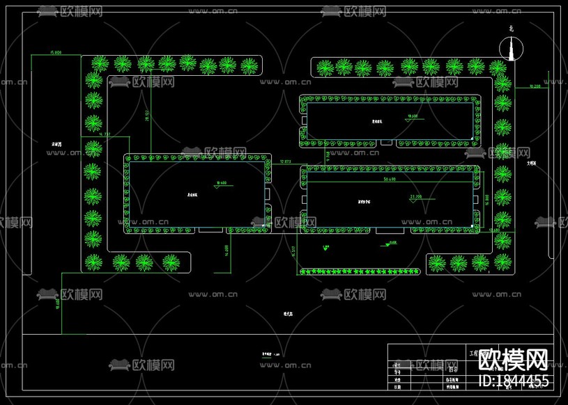 一字型框架结构教学楼建筑CAD施工图下载(渲染图6)