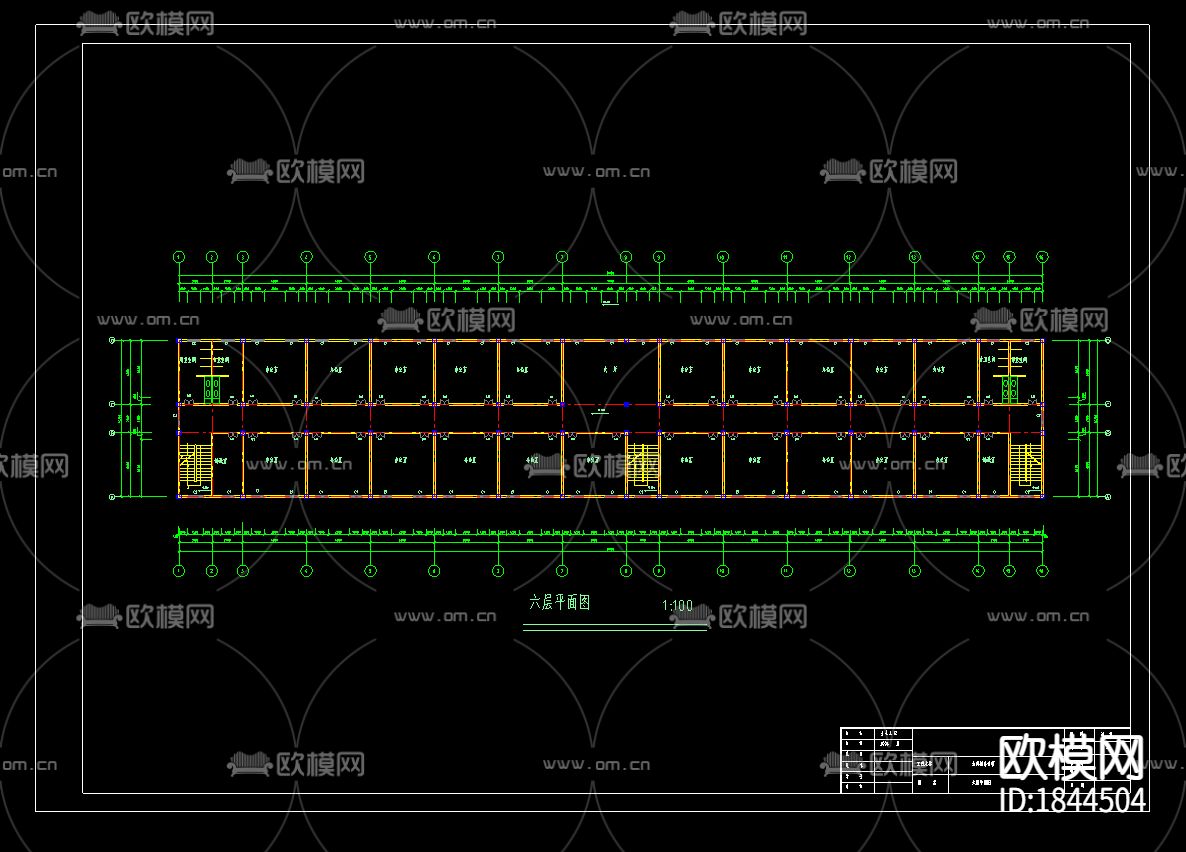某六层综合办公楼框架结构CAD施工图下载（渲染图3）