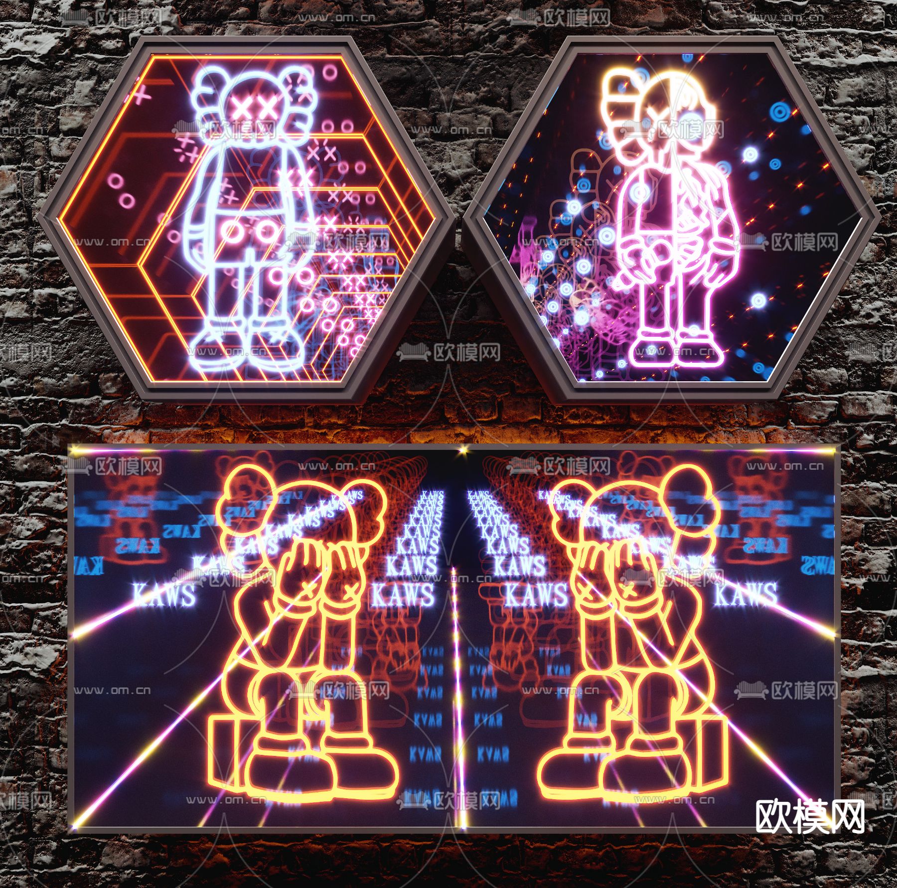 现代kaws网红深渊镜su模型下载（渲染图1）