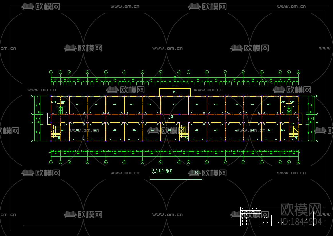 某六层综合办公楼框架结构CAD施工图下载（渲染图1）
