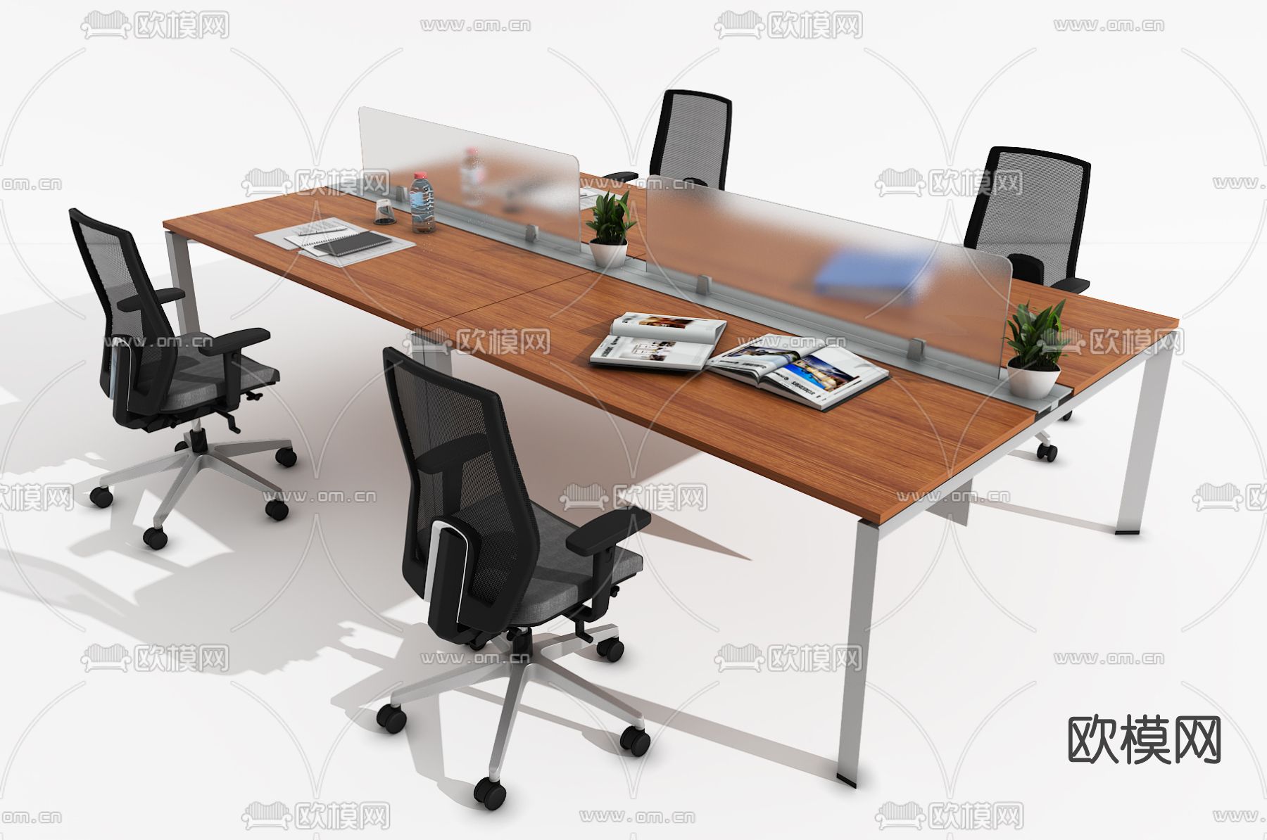 现代办公桌椅su模型下载（渲染图2）