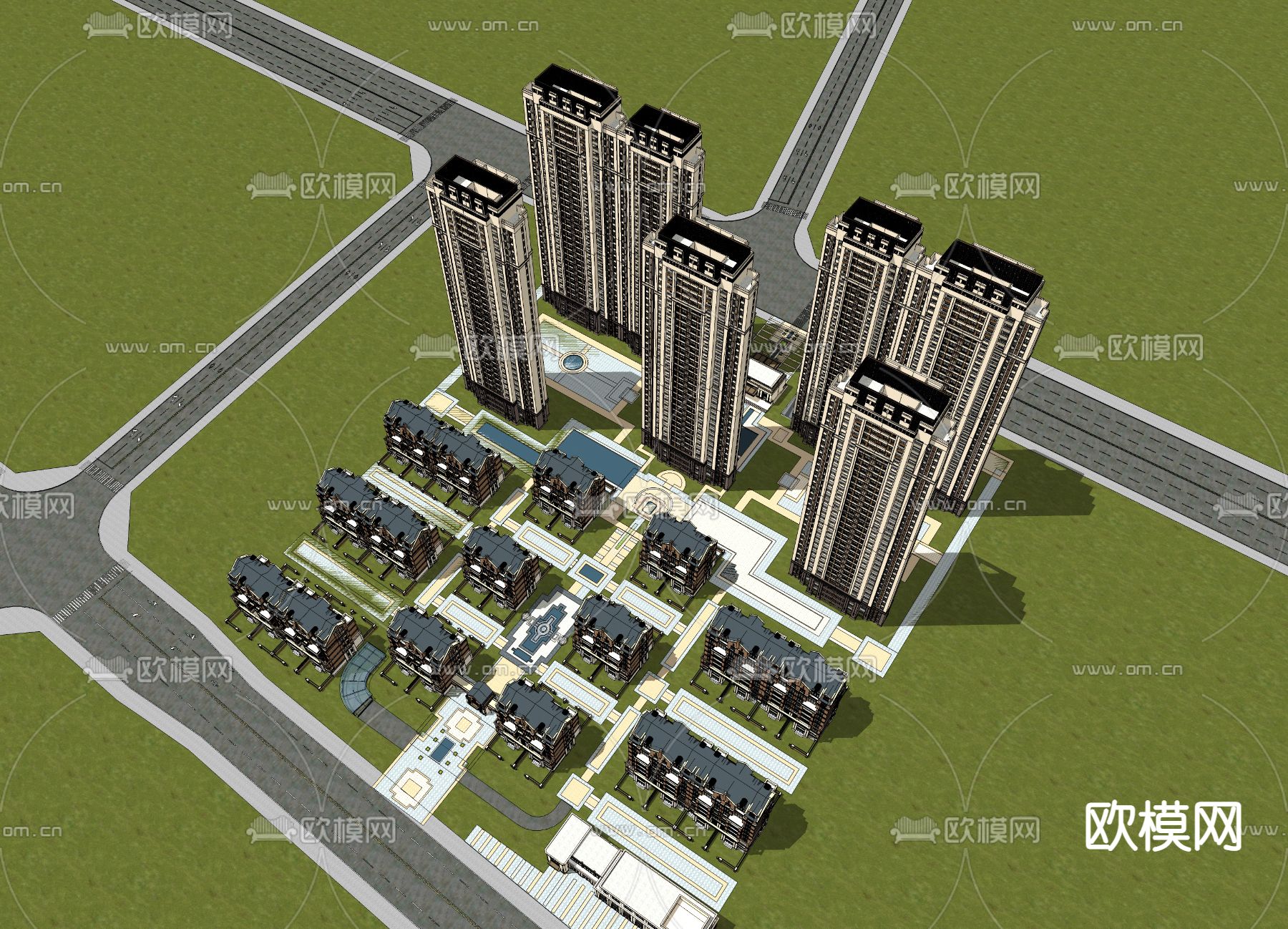 欧式住宅su模型下载（渲染图2）