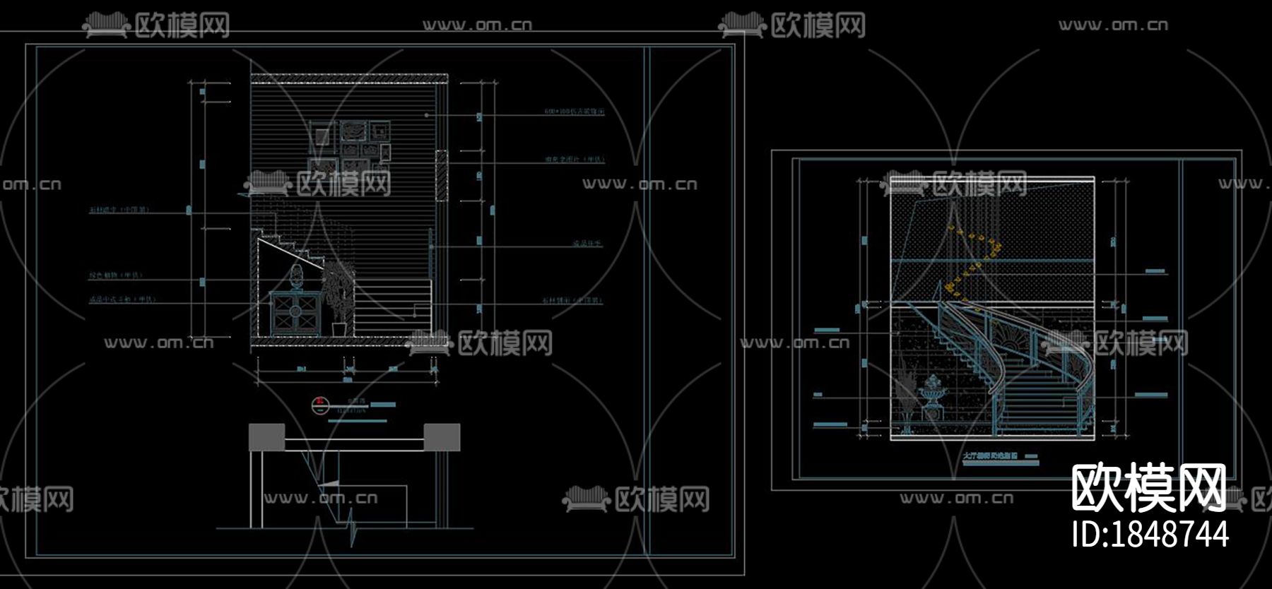 中式餐厅cad施工图下载（渲染图4）