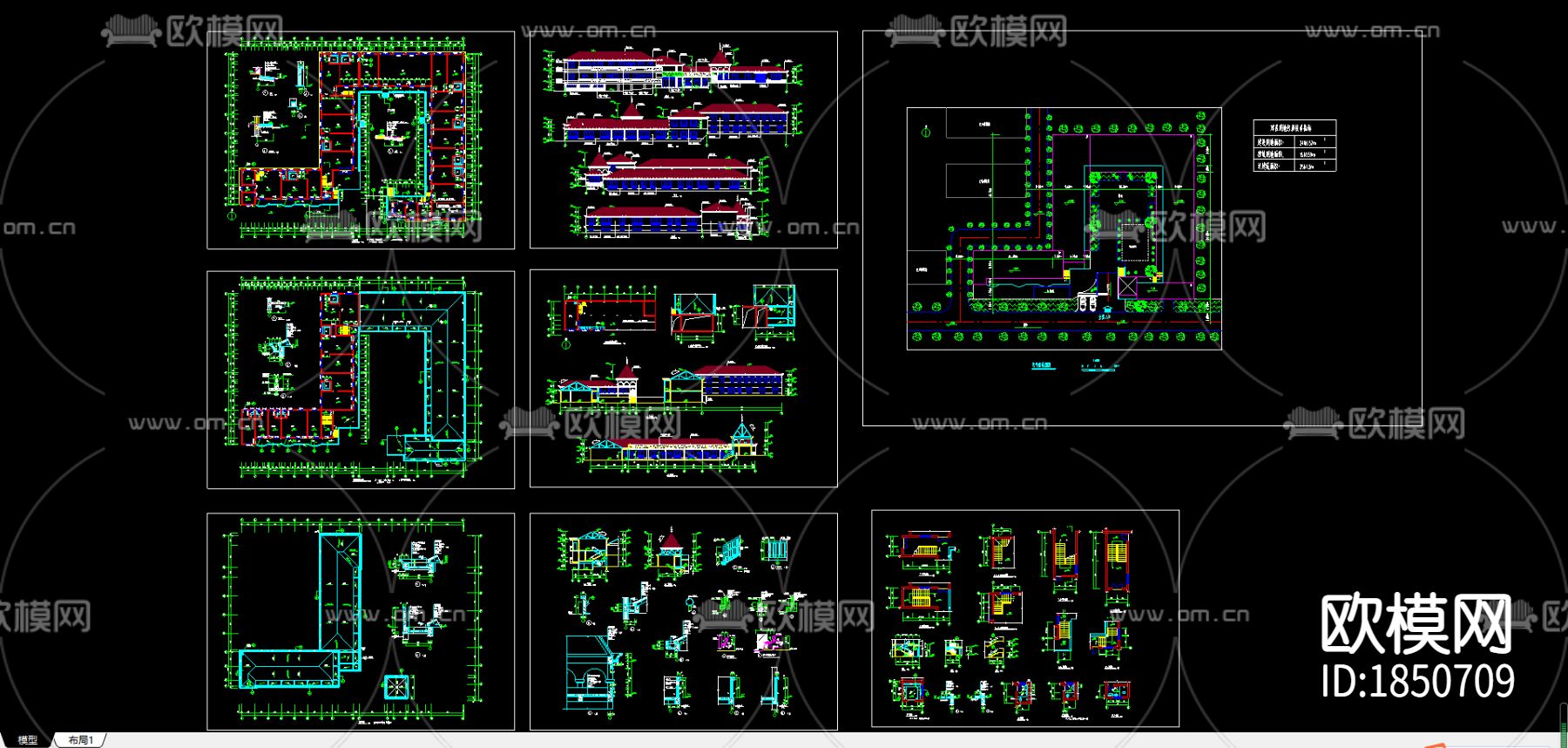 幼儿园cad平面布置图下载（渲染图1）