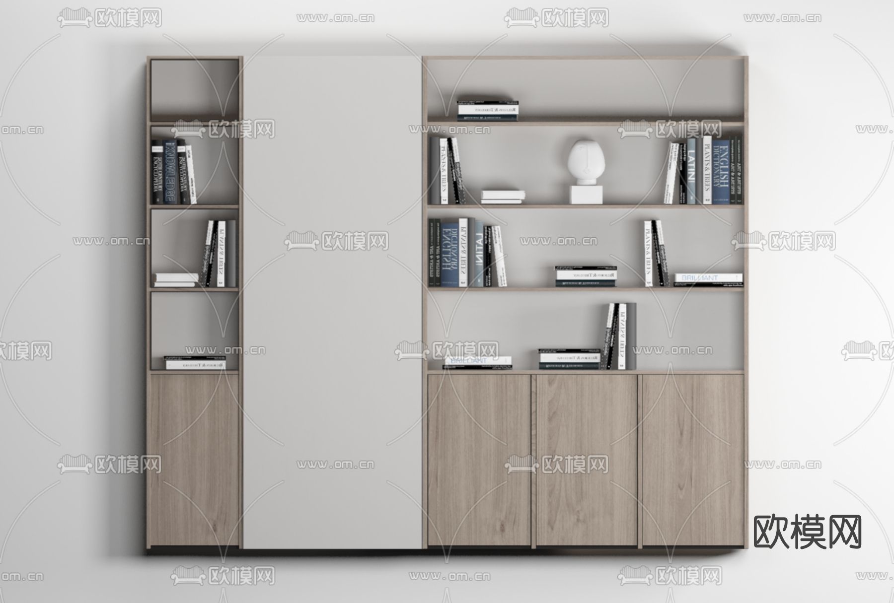 现代书柜装饰柜免费3d模型下载