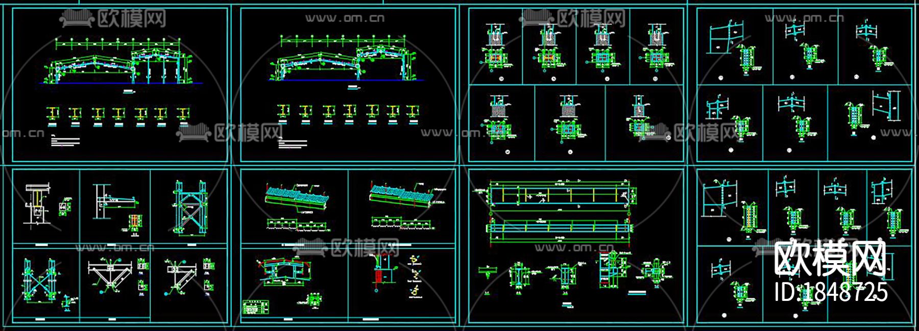 热处理车间结构cad图库下载（渲染图9）