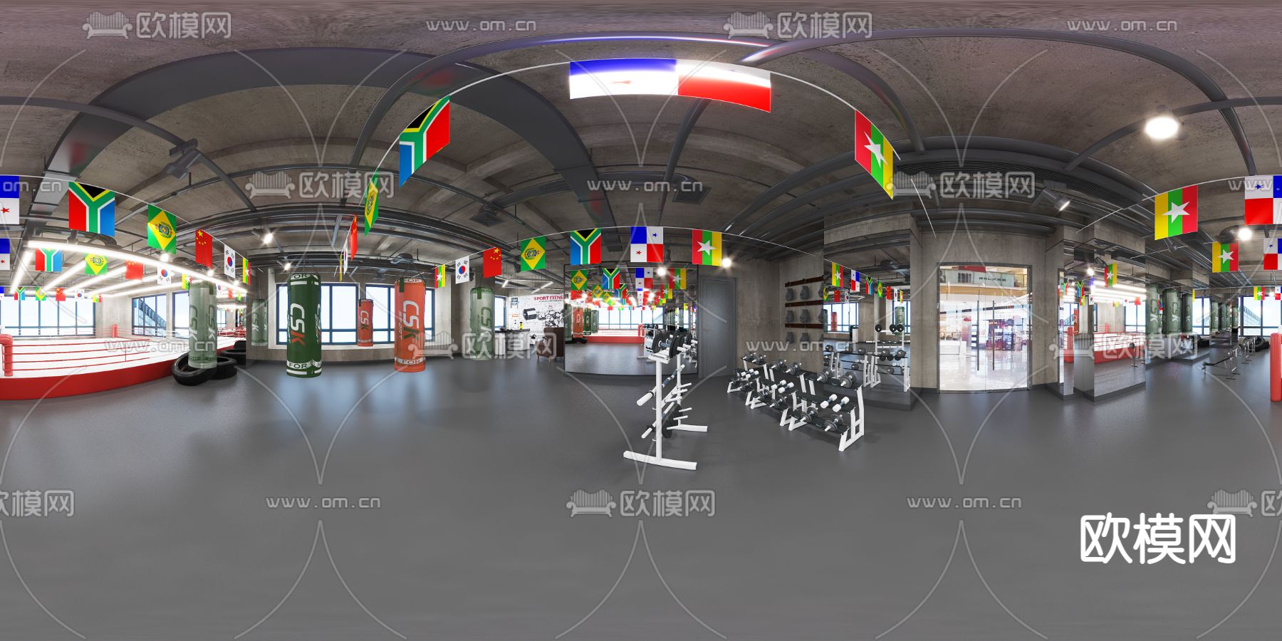 工业风拳击馆vr全景3d模型