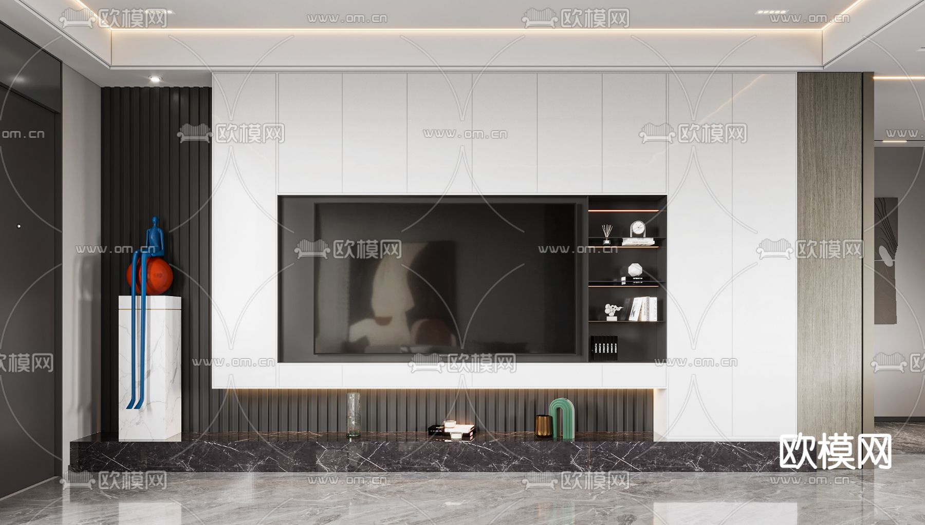 现代电视背景墙3d模型