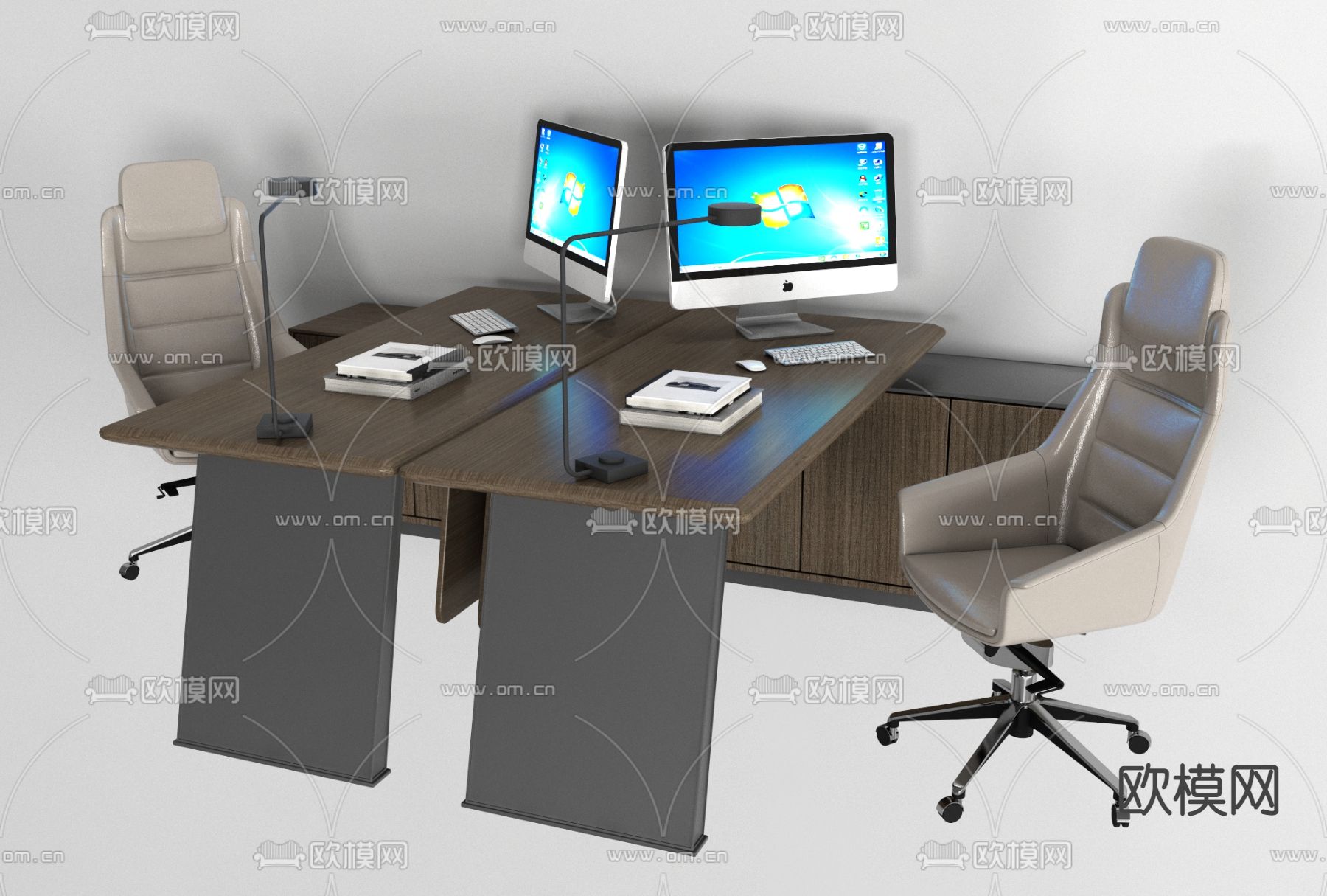 现代办公桌椅免费3d模型下载