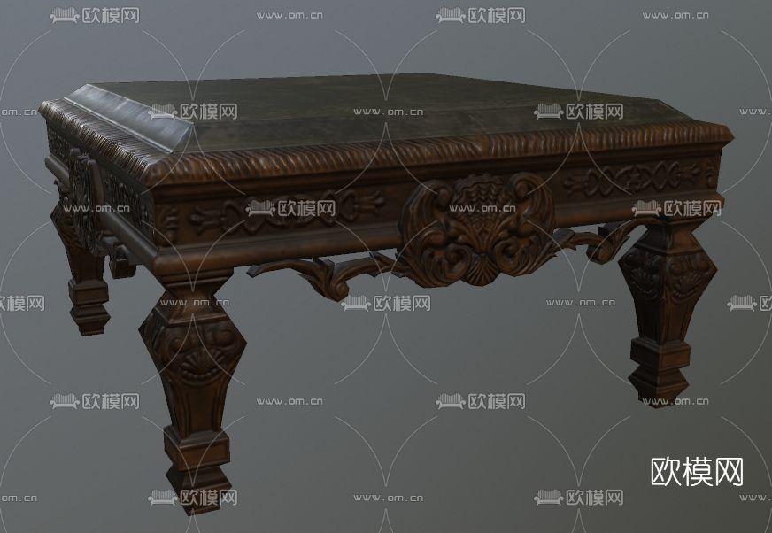 欧式木质餐桌免费3d模型下载