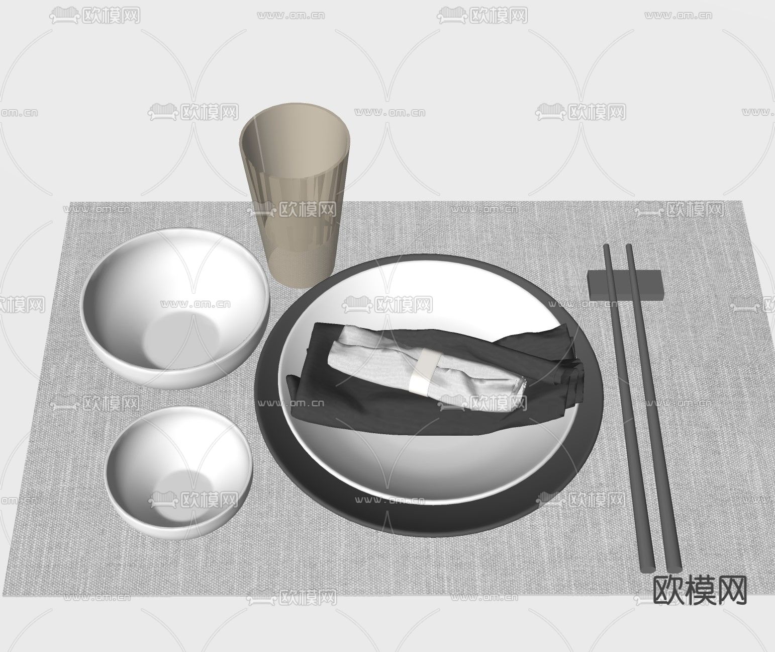 现代餐具su模型下载（渲染图2）