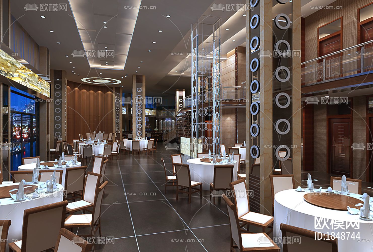 中式餐厅cad施工图下载（渲染图1）