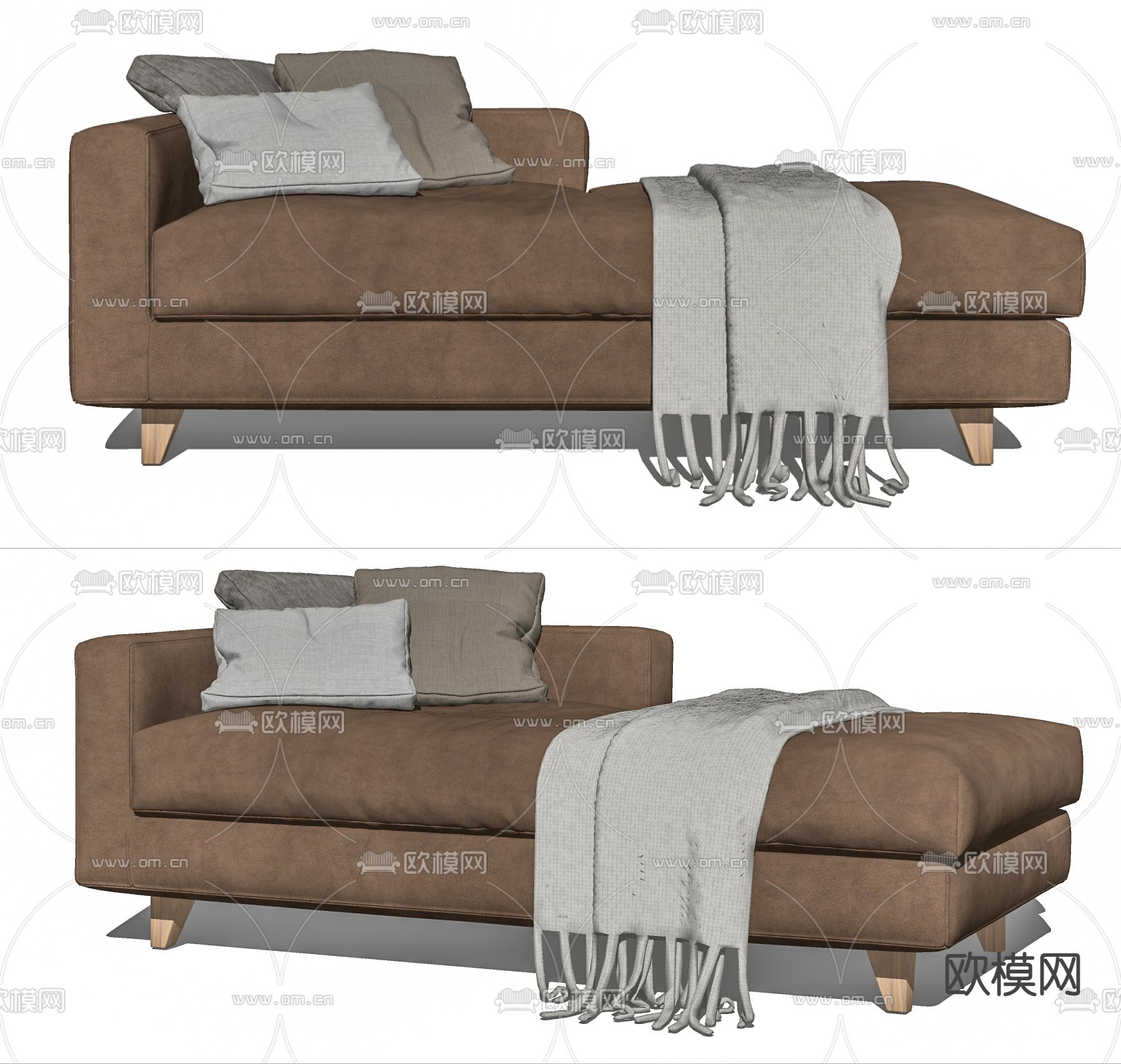 现代布艺贵妃椅su模型下载（渲染图2）