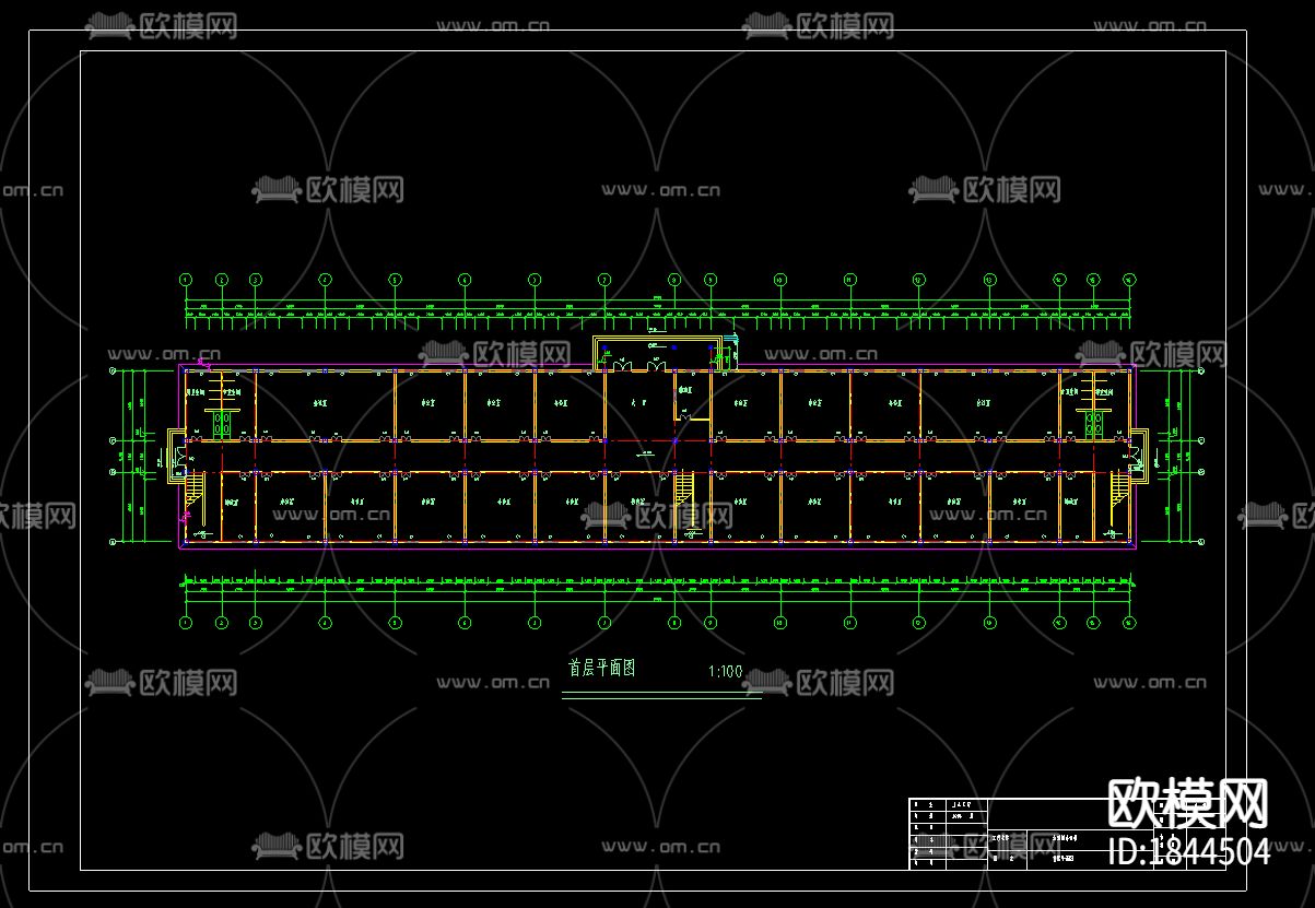 某六层综合办公楼框架结构CAD施工图下载（渲染图4）