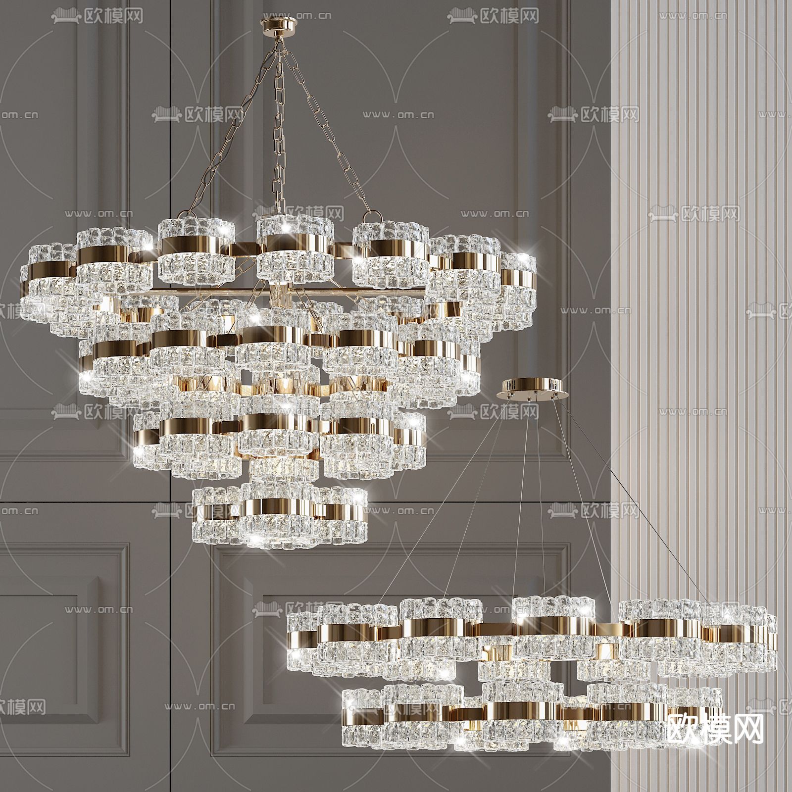 现代轻奢水晶吊灯3d模型下载