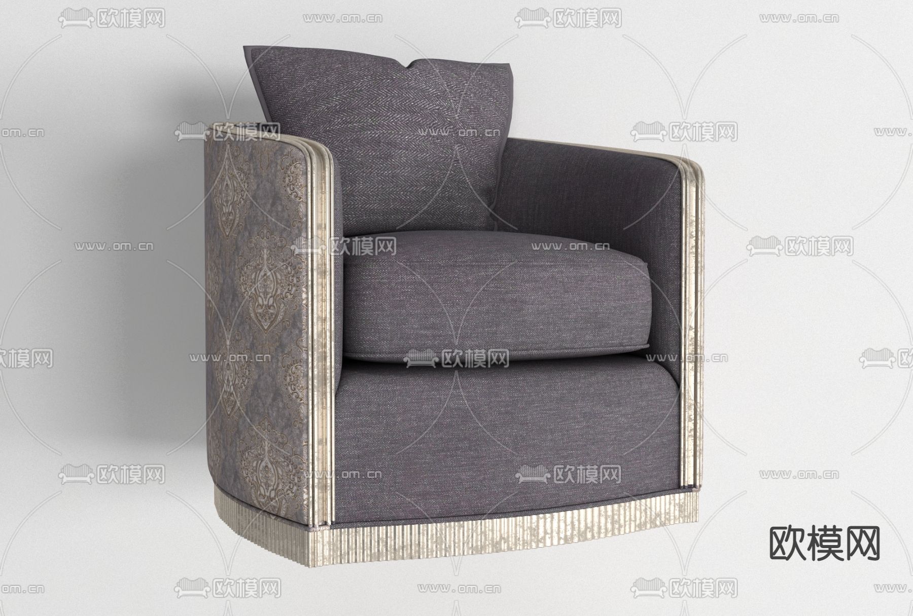简欧布艺休闲沙发免费3d模型下载