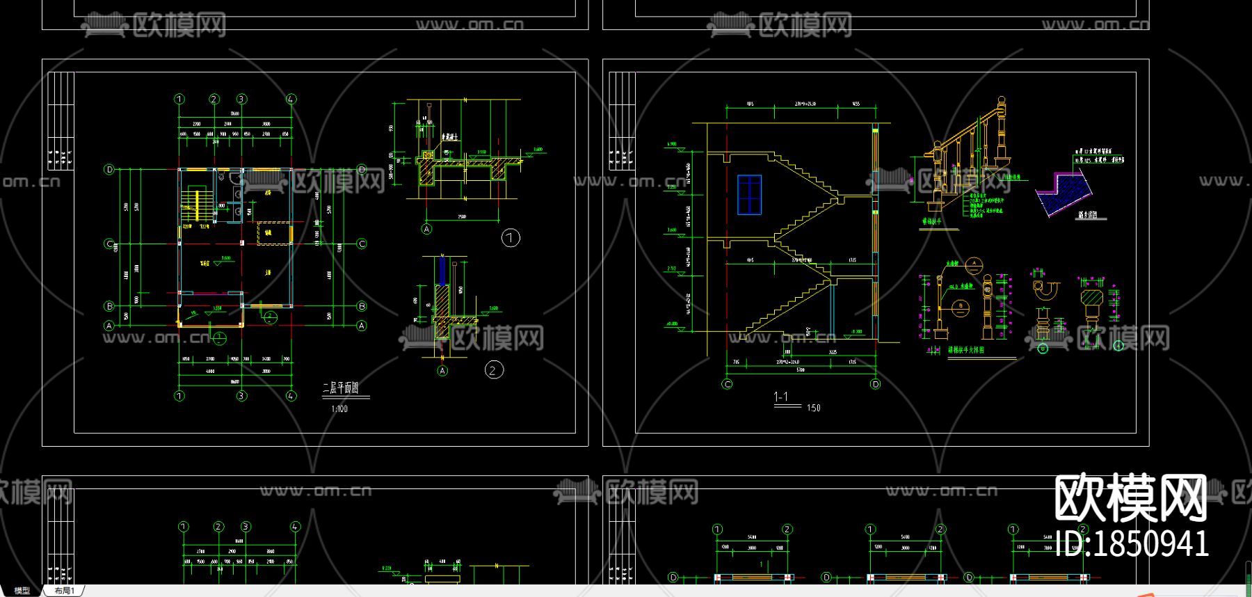 别墅建筑结构cad施工图-免费3dmax模型库-欧模网
