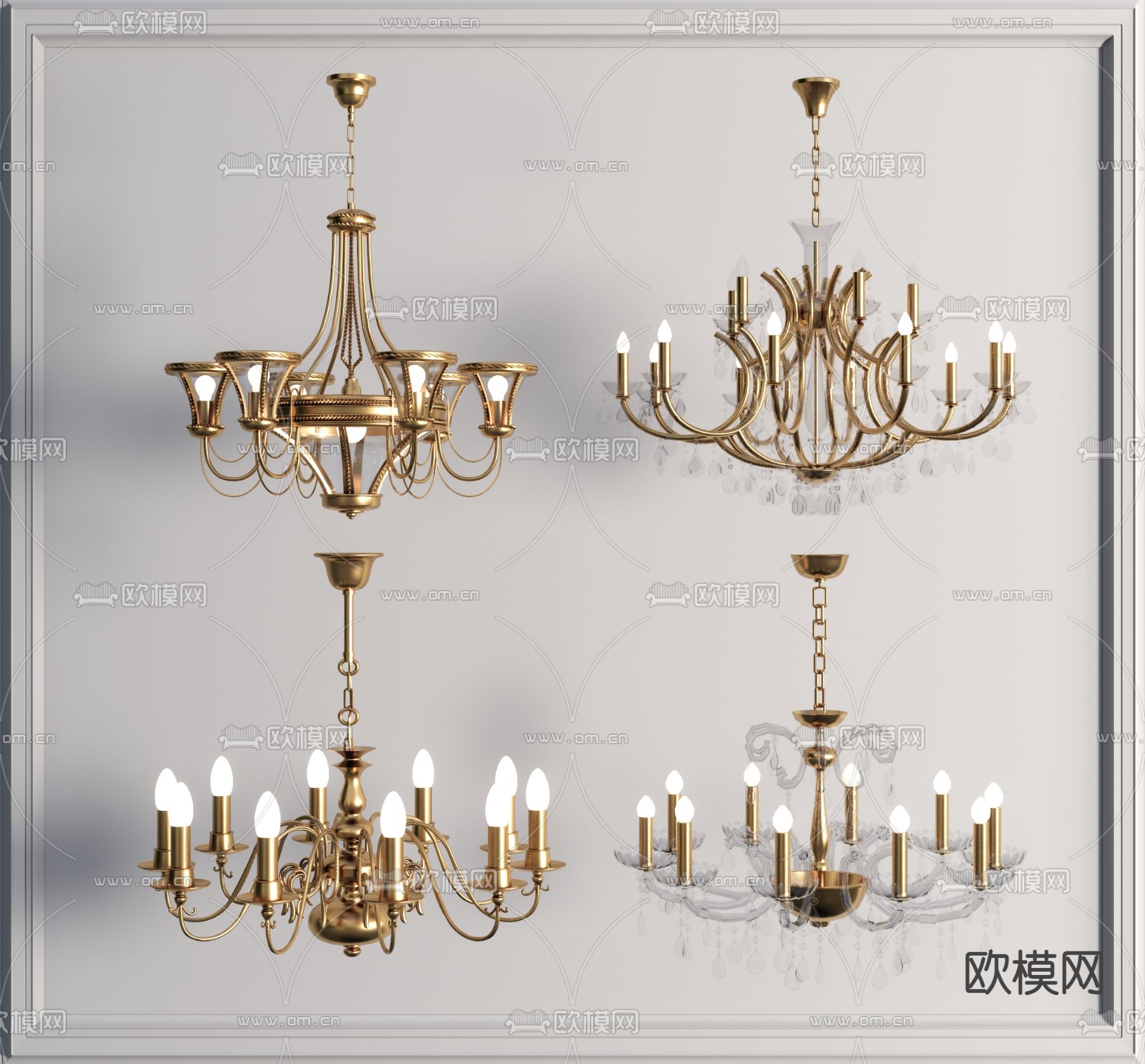 欧式吊灯su模型下载（渲染图1）