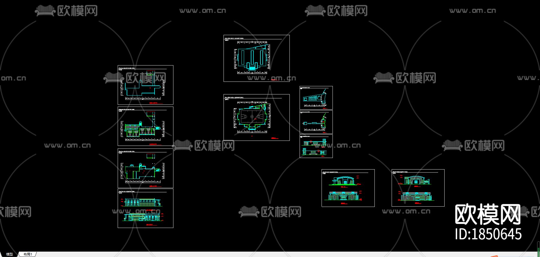 生活服务建筑CAD施工图下载（渲染图1）