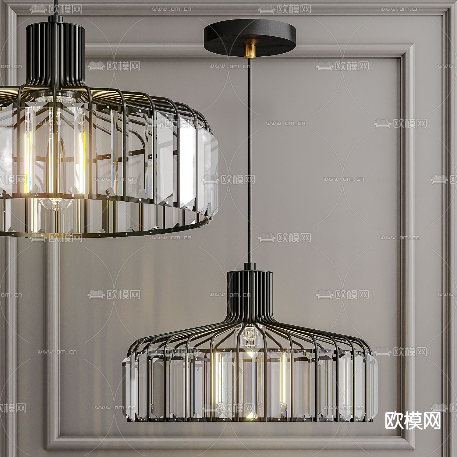 工业风玻璃吊灯3d模型下载