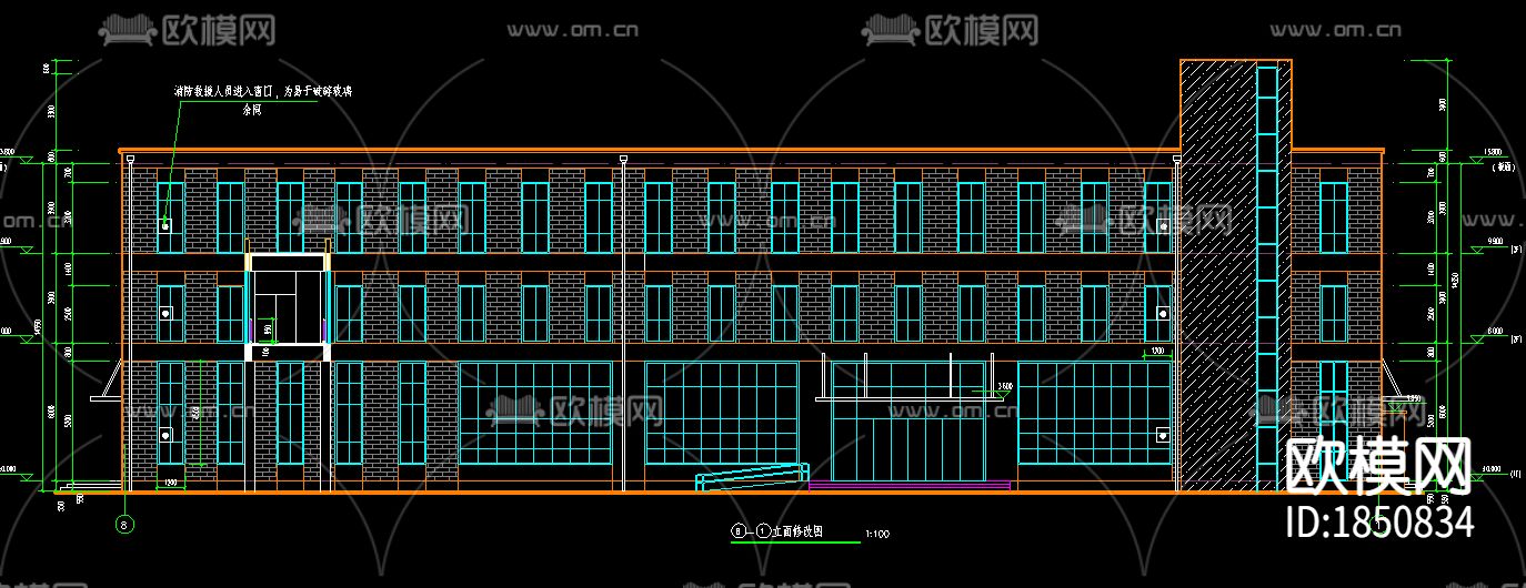 生产科研楼建筑CAD施工图下载（渲染图8）