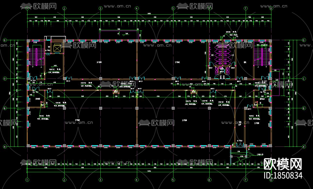 生产科研楼建筑CAD施工图下载（渲染图1）