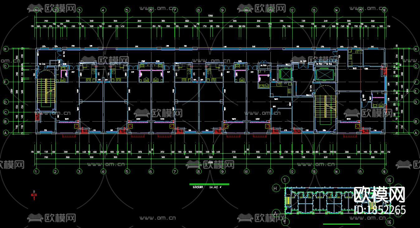 养老院cad施工图下载（渲染图2）