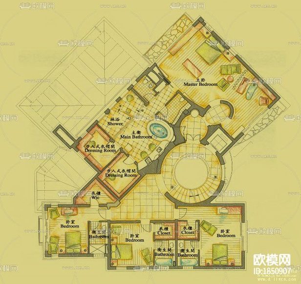 北京某經(jīng)典別墅全套CAD施工圖下載(渲染圖7)