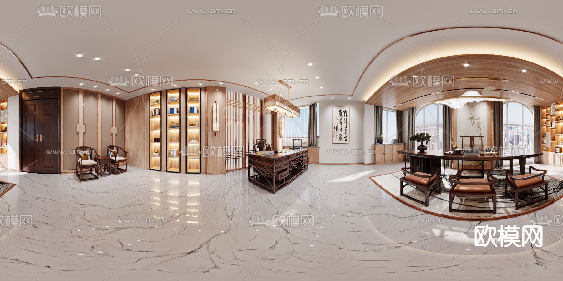 新中式茶室cr全景3d模型